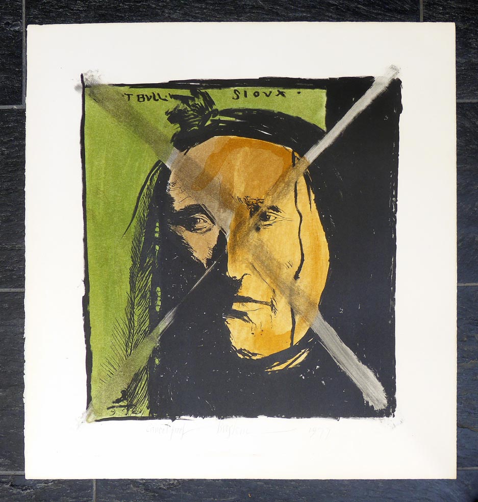 Leonard BASKIN Bull Sioux - Lithographie in Farbe