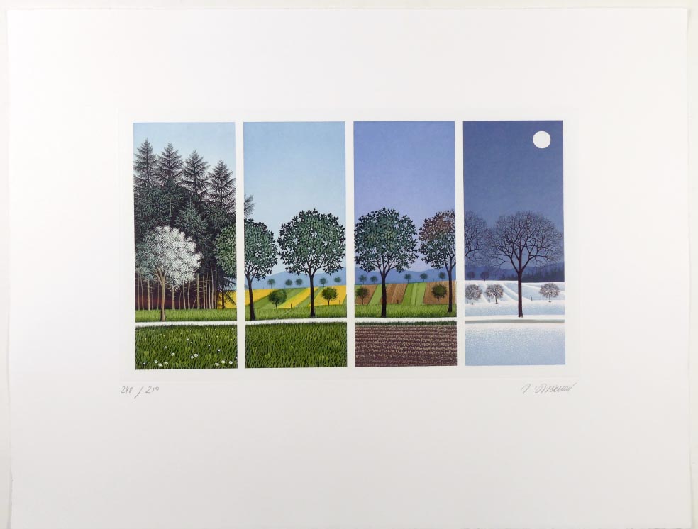 Josef BRAMER vier Jahreszeiten - Radierung in Farbe