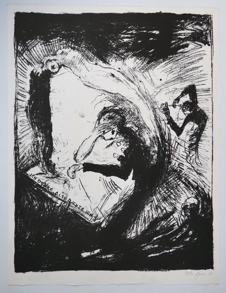 Günter BRUS Ich denke also dichte ich - Lithographie aus 1987