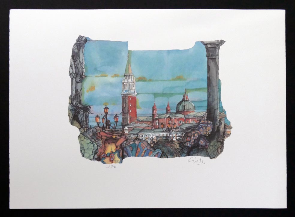 Manfred EBSTER Venedig - Ansicht mit Markusturm - Kunstdruck