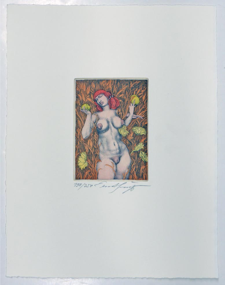 Ernst FUCHS in Blättern und Früchten WKV 107 - Radierung in Farbe aus 1967