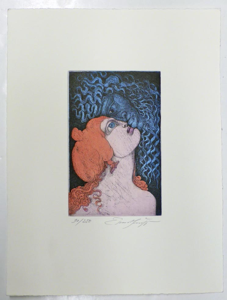 Ernst FUCHS Kuss des Pan WKV 148 - Radierung in Farbe aus 1969