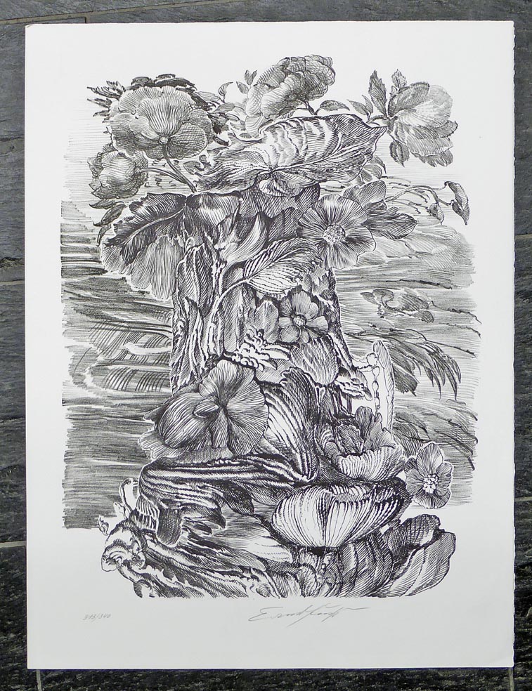 Ernst FUCHS Pflanzensäule - Lithographie