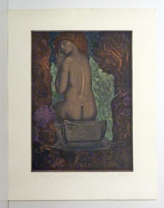 Ernst FUCHS Sagesituation WKV 206IIIa - Radierung in Farbe aus 1974