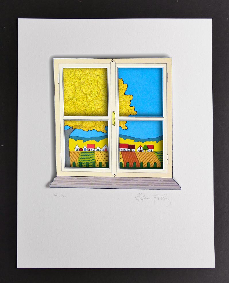 Stefan FUCHS Herbstfenster - 3D - 2in1-FineArtPrints auf Büttenpapier