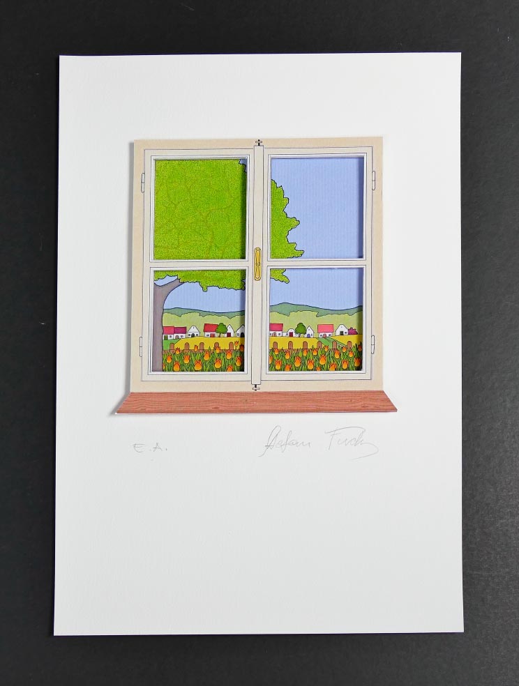 Stefan FUCHS Sommerfenster - 3D - 2in1 FineArtPrints auf Büttenpapier