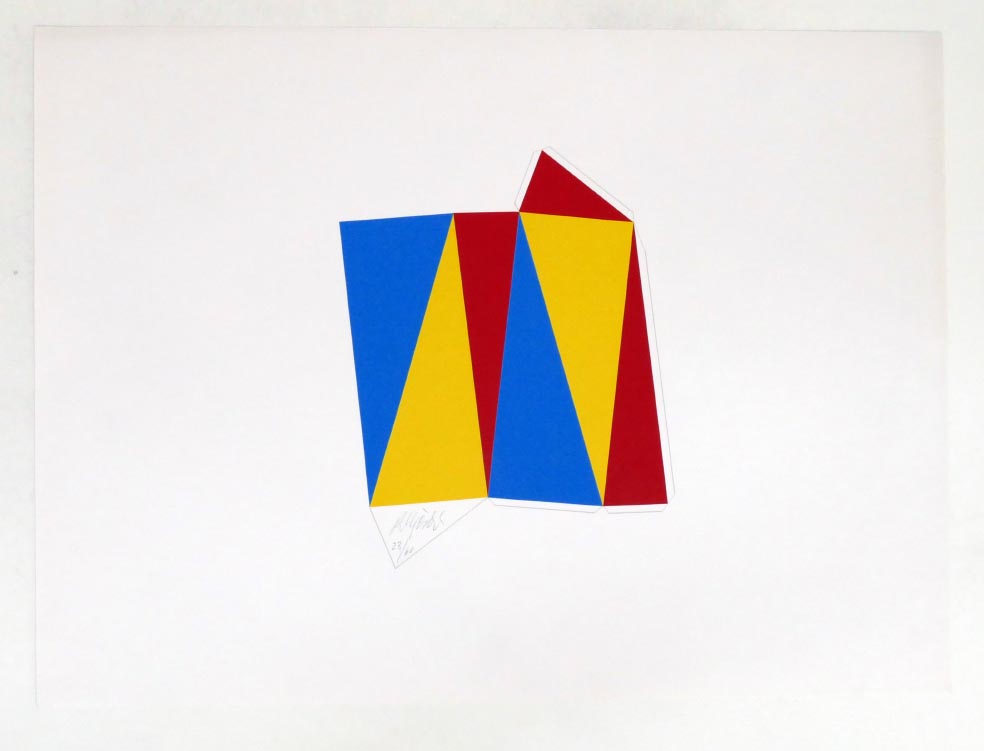 Roland GOESCHL Faltplastik aus 1990 - Siebdruck in Farbe