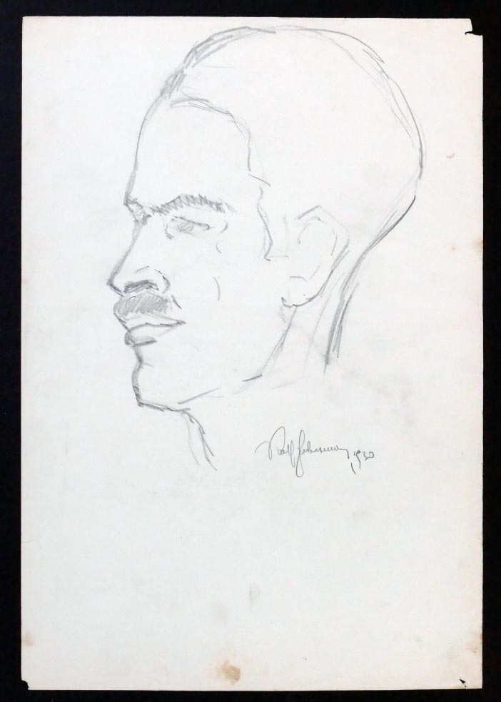 Rolf HABERMANN Portrait eines gezeichneten Mannes - Zeichnung