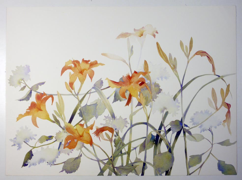 Susan HEADLEY-van-CAMPEN Lilies and Hydrangea - Lithographie in Farbe