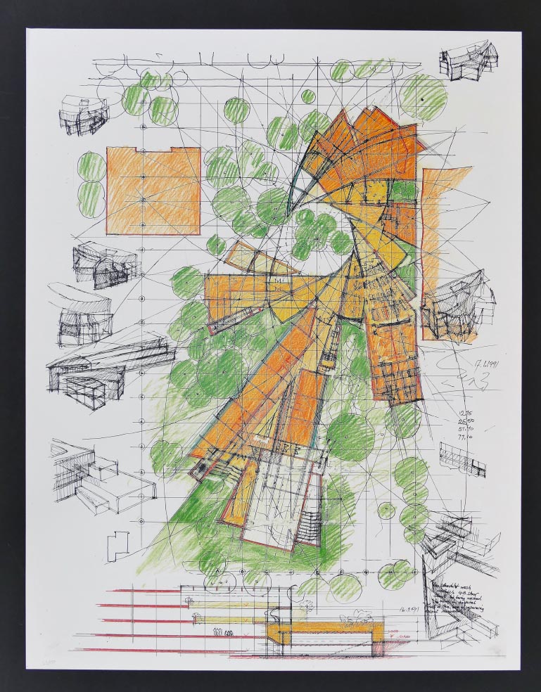 Zvi HECKER Architekturentwurf II - Siebdruck in Farbe aus 1991