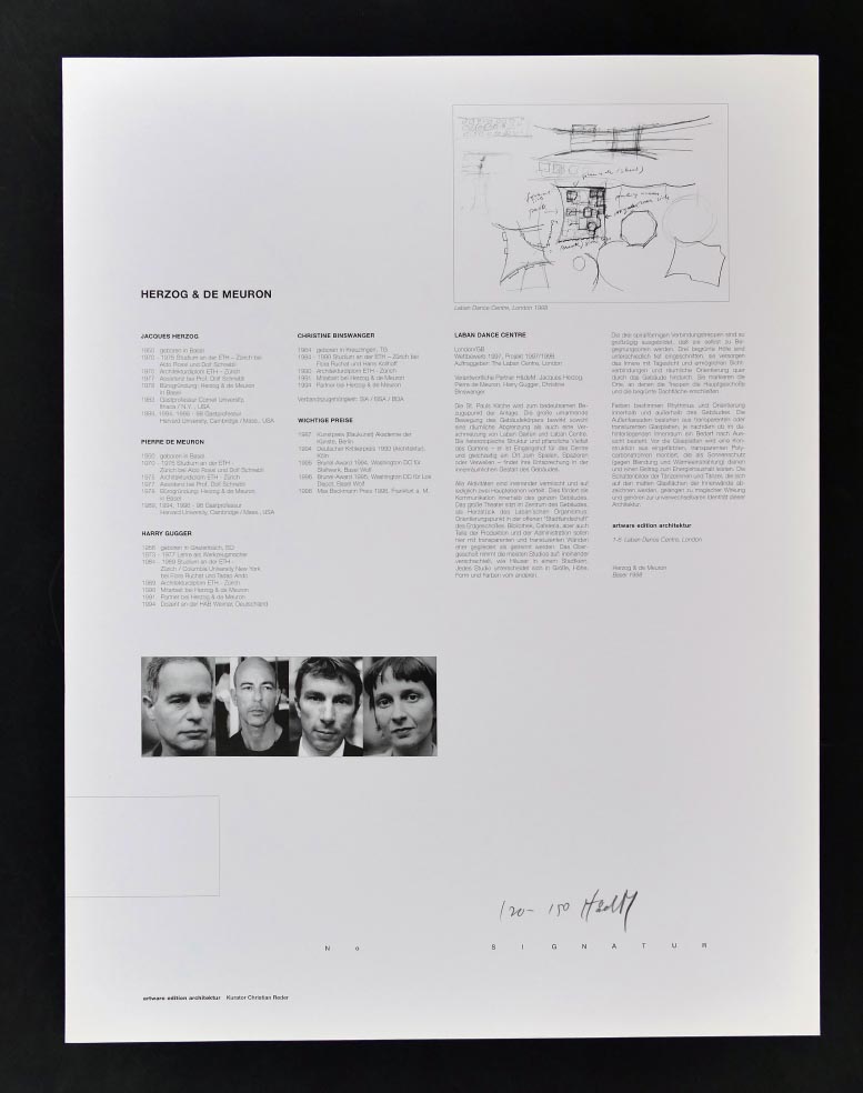 HERZOG-UND-DE-MEURON Vorsatzblatt Mappe Architektur aus 1998 - Kunstdruck