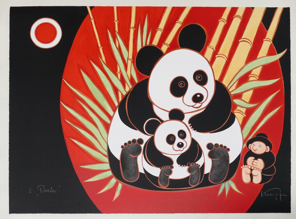 Gottfried KUMPF Panda - Lithographie in Farbe