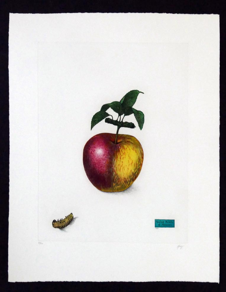 Maurilio MINUZZI Der Apfel aus 1992 - Radierung in Farbe