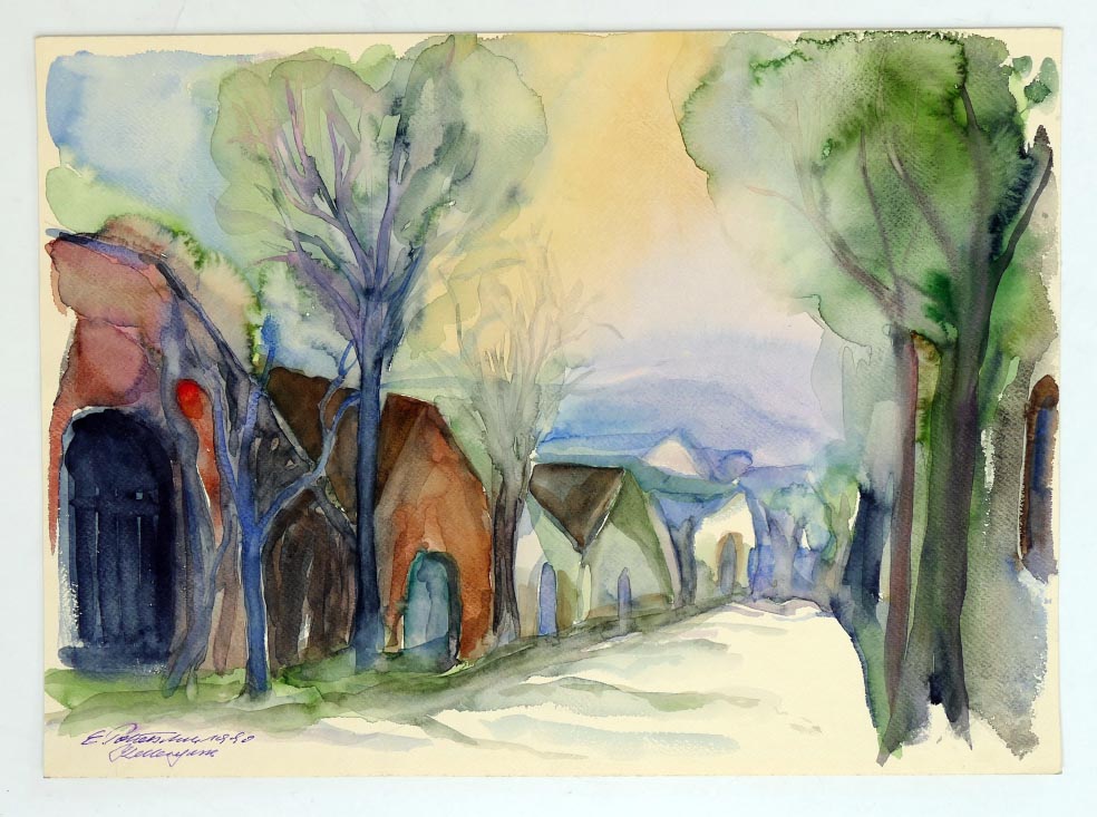 UNBEKANNT Burgenland - Kellergasse aus 1990 - Aquarell