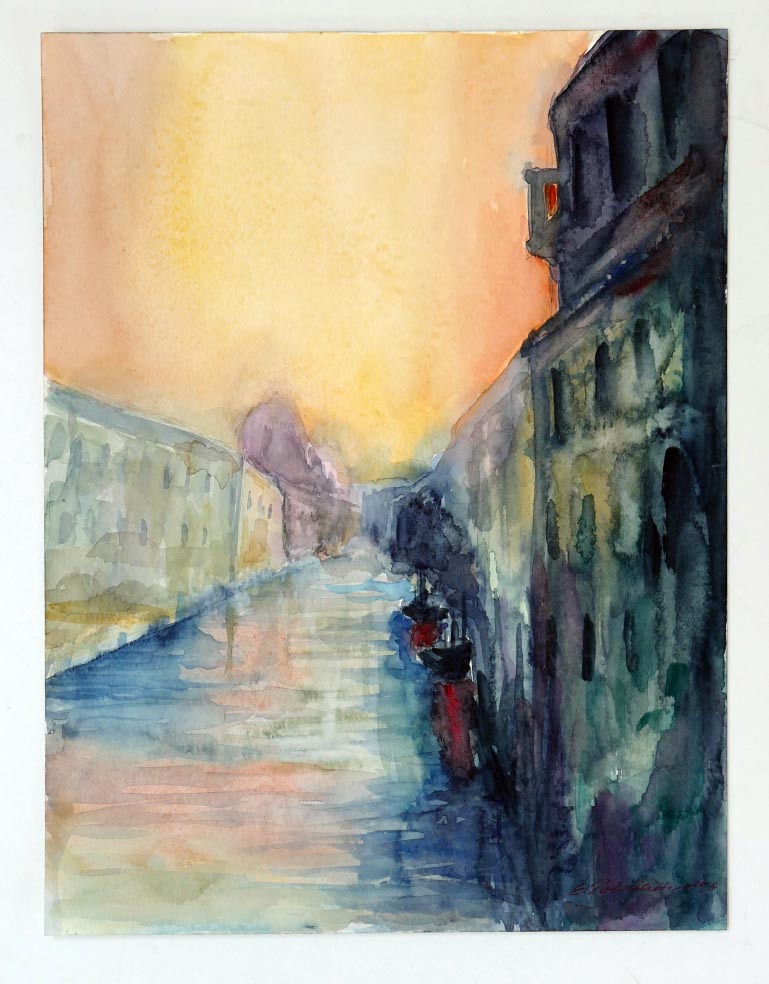 UNBEKANNT Venedig - Abendstimmung aus 1990 - Aquarell