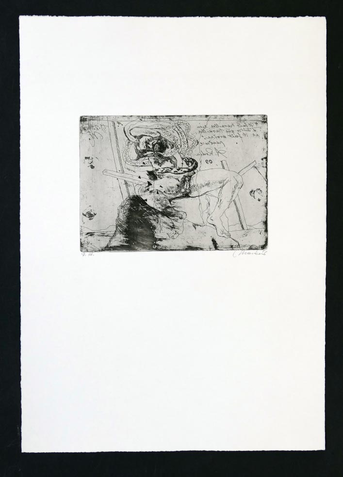 Markus VALLAZZA Mappe Da und Dort 1992 - Gefesselt - Radierung