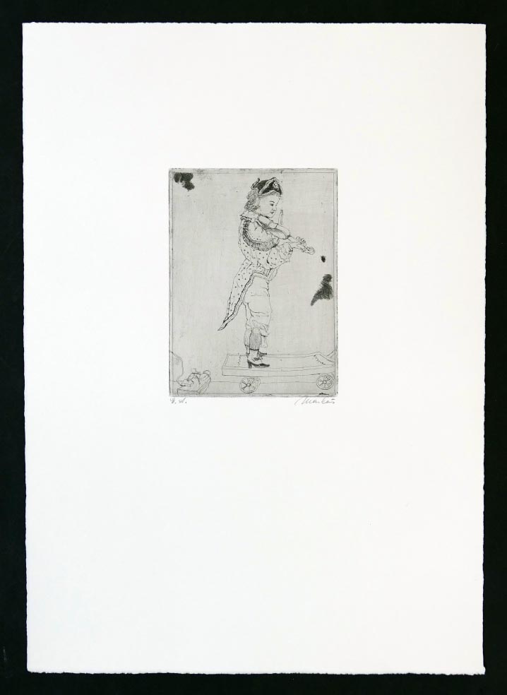 Markus VALLAZZA Mappe Da und Dort 1992 - Puppengeiger - Radierung