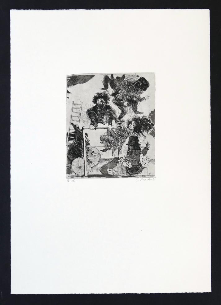 Markus VALLAZZA Mappe Da und Dort 1992 - Zirkusspiel - Radierung