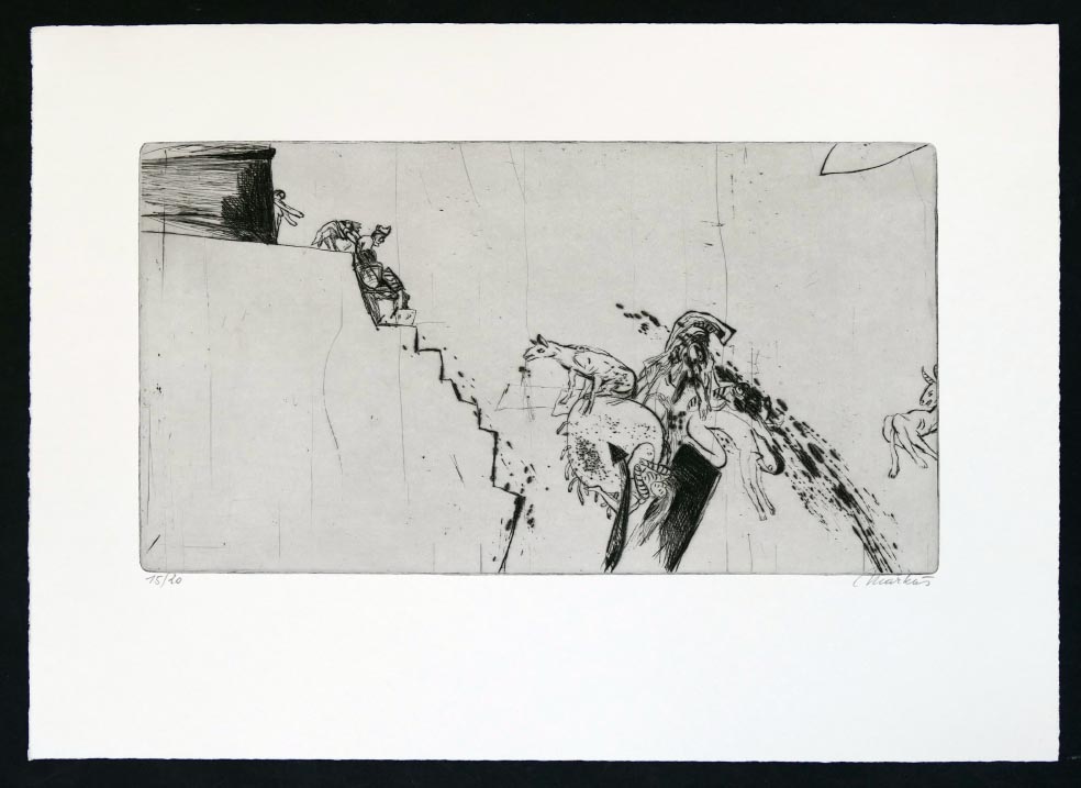 Markus VALLAZZA Reich der Fanes aus 1993 - Dolomiten-Sagen VII - Radierung