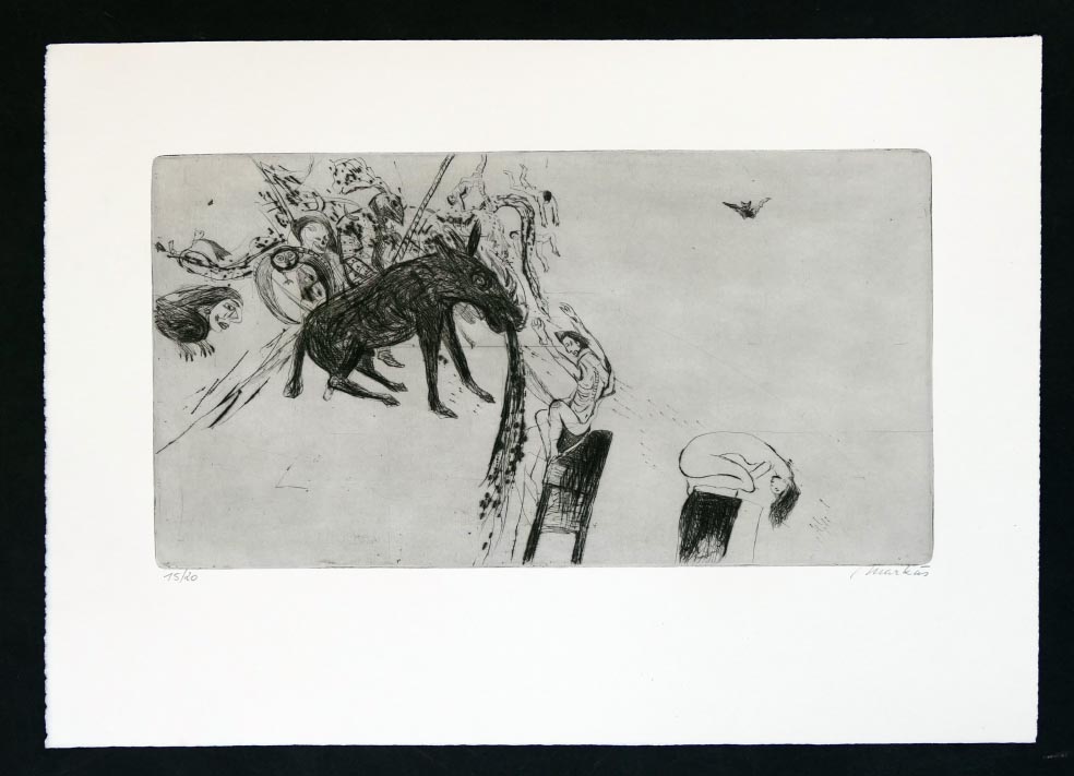 Markus VALLAZZA Reich der Fanes aus 1993 - Dolomiten-Sagen X - Radierung