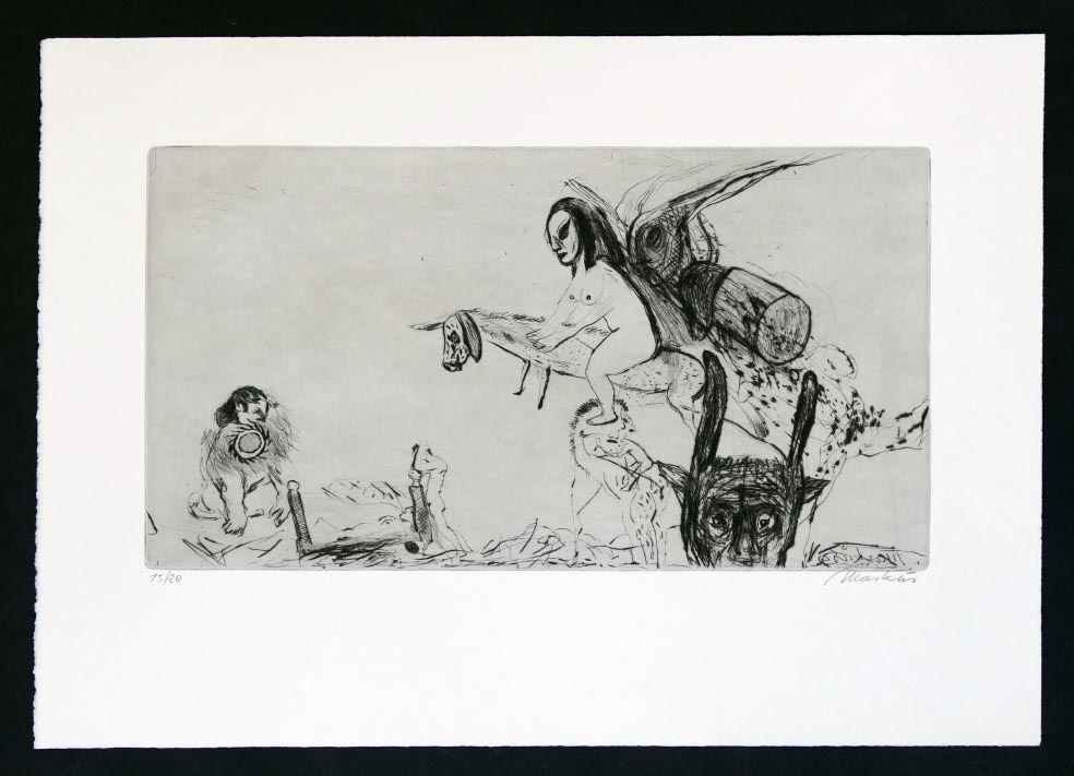 Markus VALLAZZA Reich der Fanes aus 1993 - Dolomiten-Sagen XI - Radierung