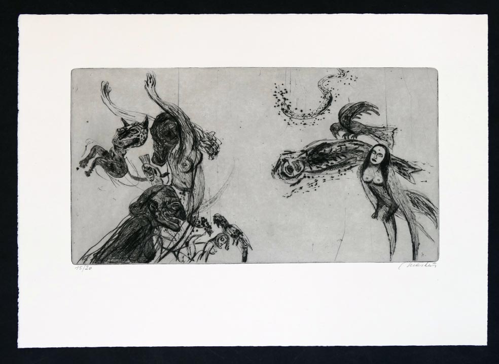 Markus VALLAZZA Reich der Fanes aus 1993 - Dolomiten-Sagen XIII - Radierung