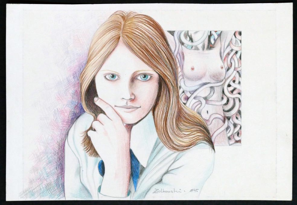 Eva ZIOLKOWSKI Portrait einer umschlungenen - Zeichnung